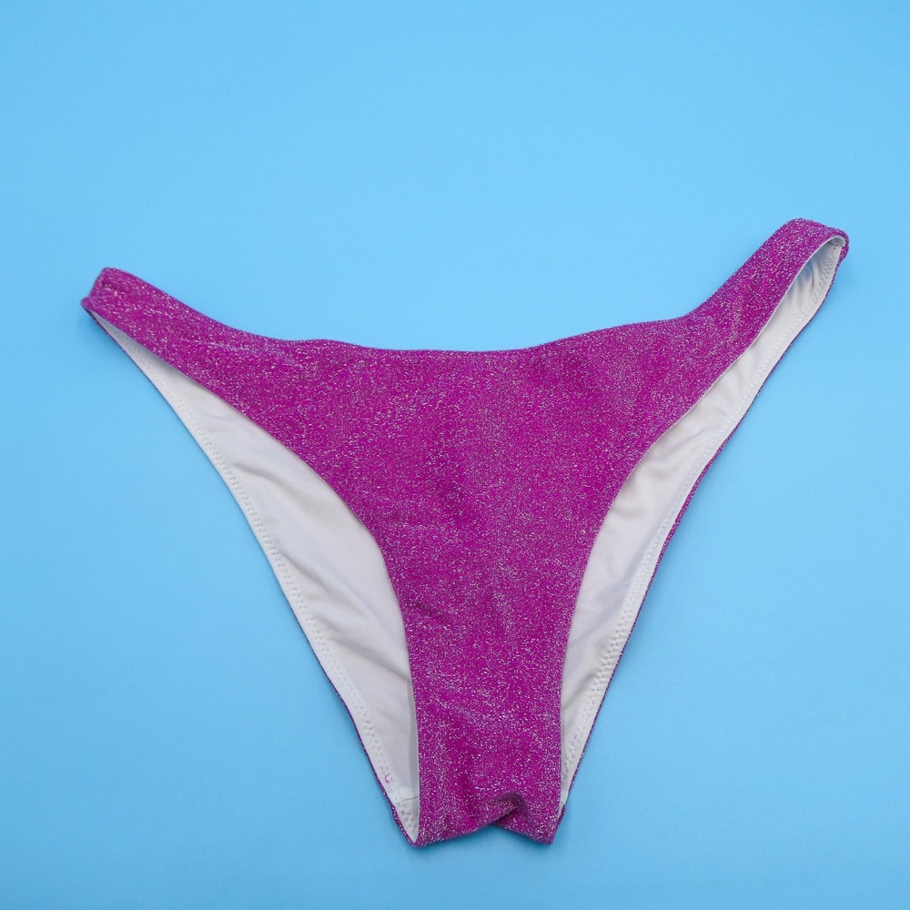 Victoria's Secret PINK Bikini Bottom Womens Large Pink Shimmer Metallic Nylon